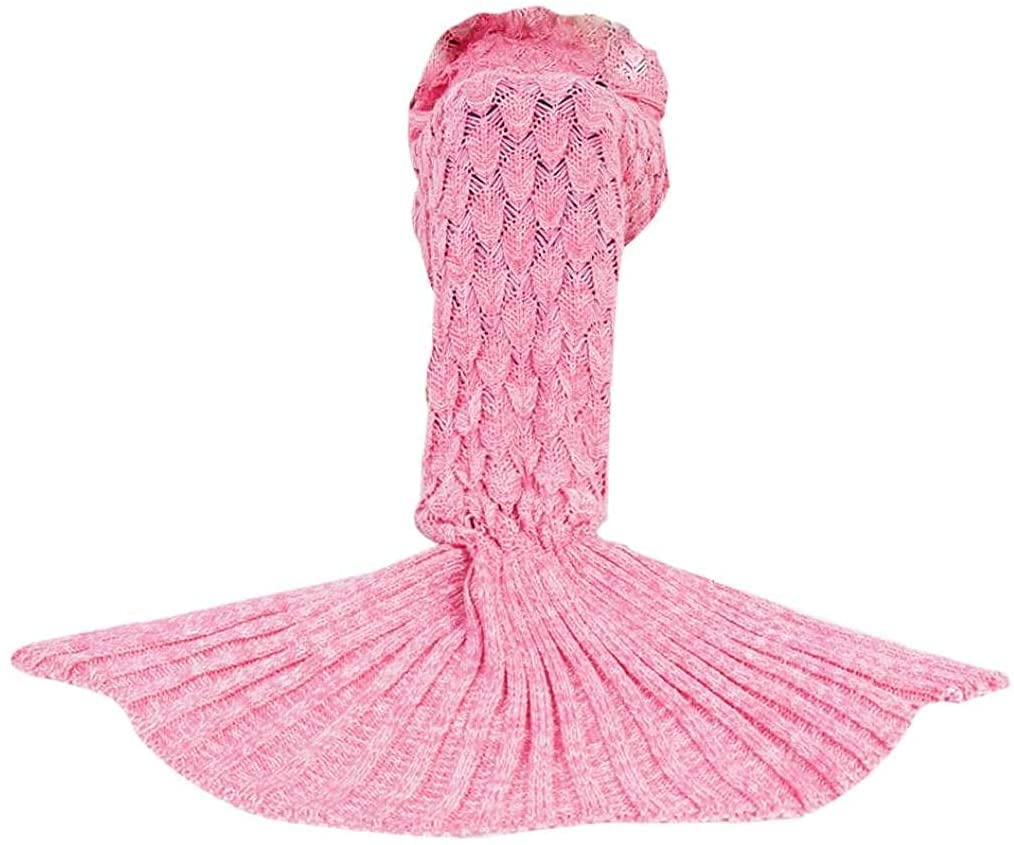 Couverture queue de sirène pour enfants 43 x 100 cm - Pour filles et tout-petits - Couverture de couchage en flanelle douce - Motif écailles de poisson scintillantes - Rose