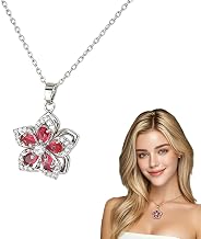 Women's Flower Necklace with 5 Petals 360° Rotating, Red Stainless Steel Clover Pendant, Elegant Anti-Stress Jewellery for Birthday, Mother's Day and Christmas