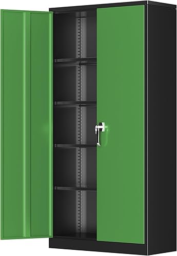 Miniatura 27 de Greenvelly Armario de Almacenamiento de Metal con Puertas, Armario Ropero de Acero Negro de 72", Casillero Armario Ropero para Empleados para Ropa
