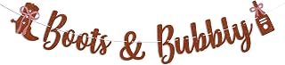 Boots & Bubbly Banner - Champagne Wedding Engagement Decor, Cowgirl Western Country Bridal Shower Bachelorette Party Decorations Brown Glitter