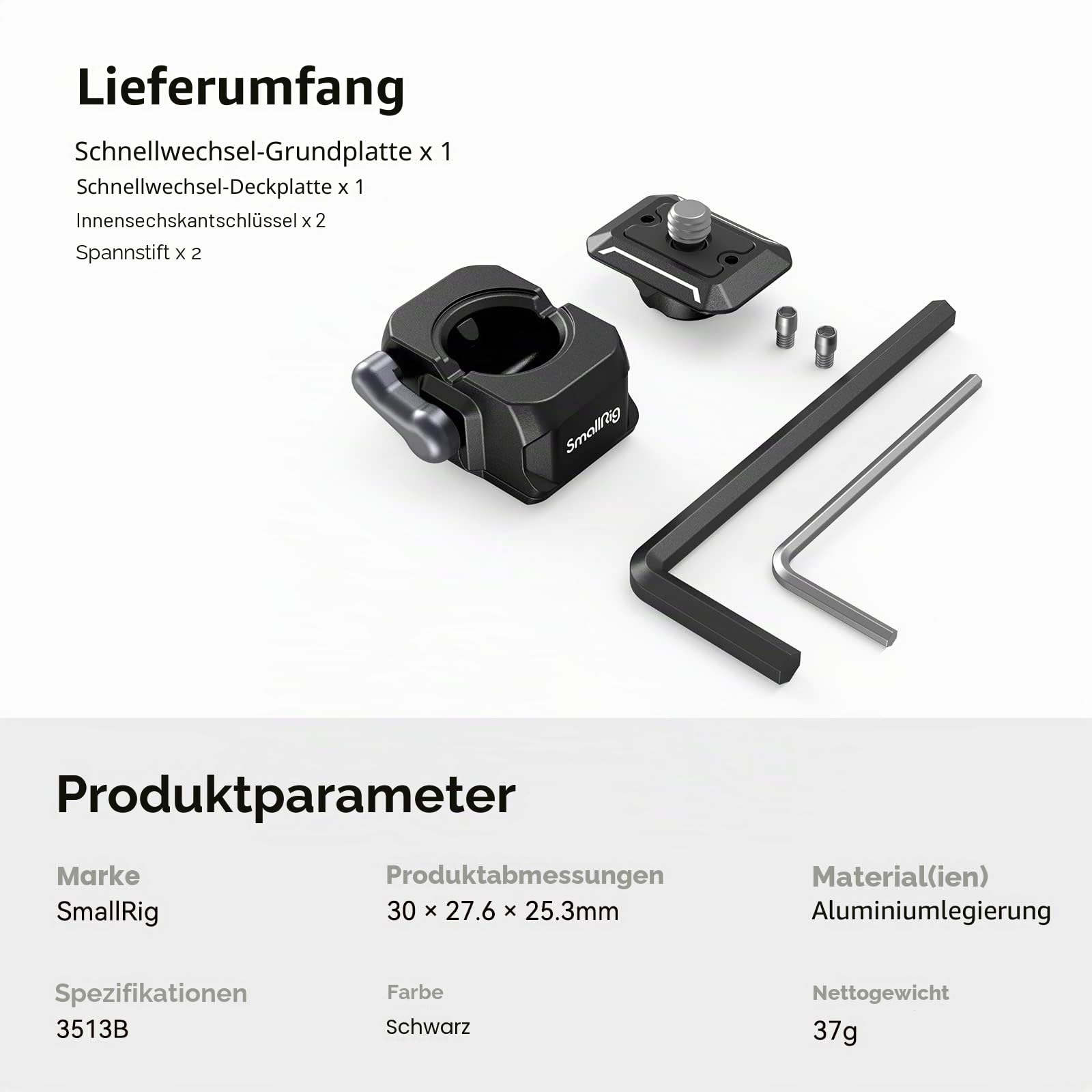 SMALLRIG HawkLock Mini-Schnellwechselplatte mit 1/4-Zoll-Schraube, Drop-in QR-Platte für Canon für Sony, für Stativ, Einbeinstativ, Camcorder, LED-Licht, Action-Kamera, Monitor – 3513C