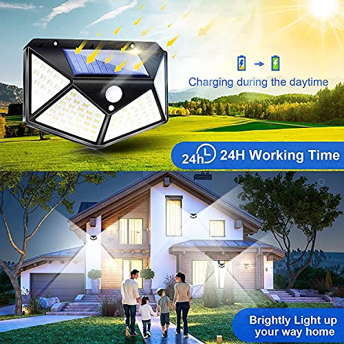 Image of Boosty 100 LED Solar Motion Sensor Wall Light 4 Side Bright Light with Dim Mode - Security Lamp for Home,Outdoors Pathways | Bright Solar Wireless Security Motion Sensor Light 100 Led (6)