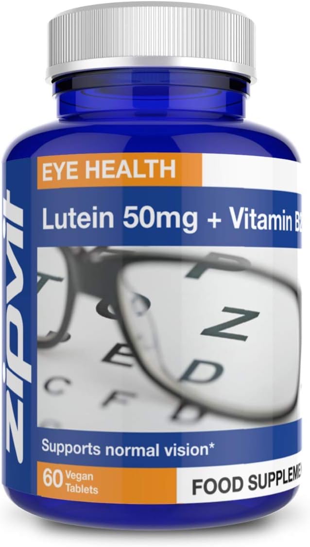 Zipvit 50mg Lutein Supplement for Eyes with Vitamin B2, Eye Vitamins to Support Vision and Eye Health, 60 Vegan Tablets