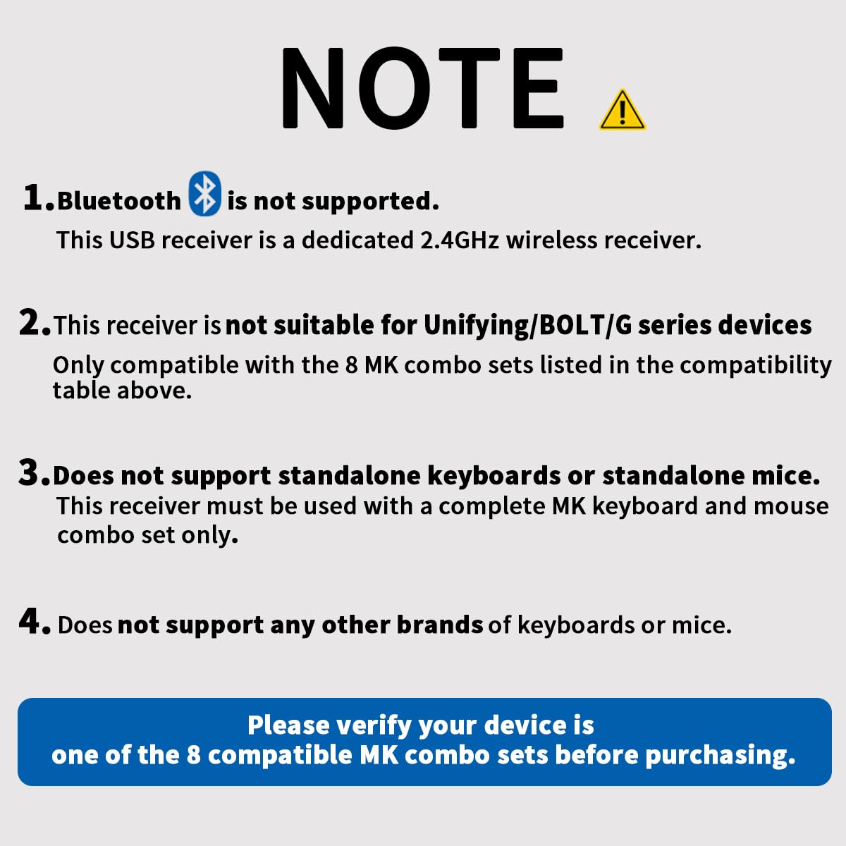Receptor USB Dongle Cu0010 compatible con Logitech MK235/MK245/MK270/MK275/MK295/MK315/MK345/MK470 combinaciones de teclado/mouse, no unificante