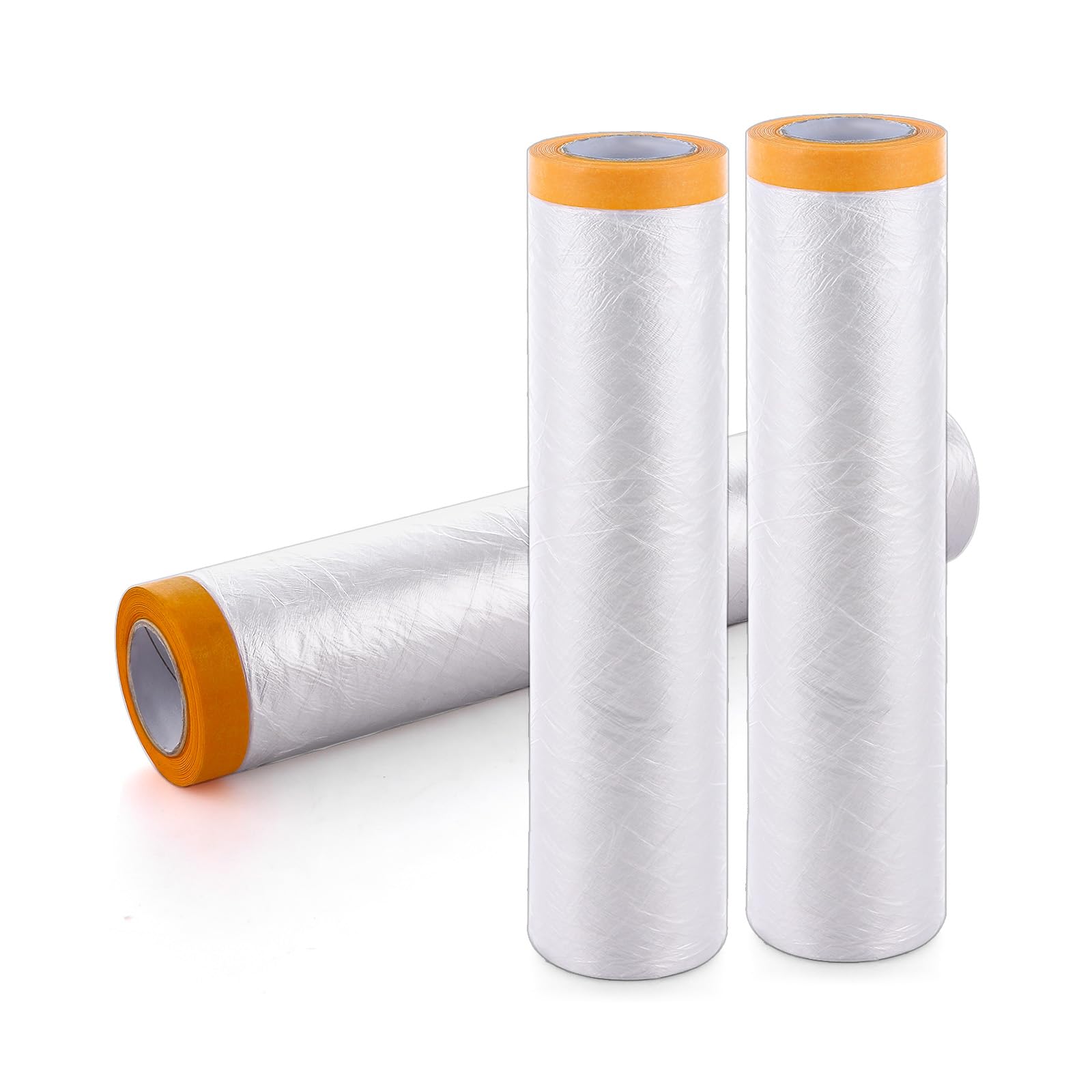 WENLISELL 3 Rolls Plastic Dust Sheet Roll, 4.5x20m Masking Film Rolls
