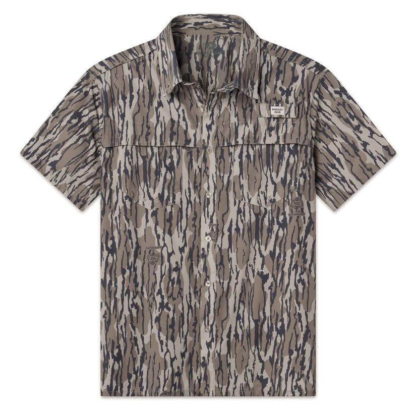 Mossy Oak Men's Tibbee Flex Vent Short Sleeve Button Down Fishing Shirt