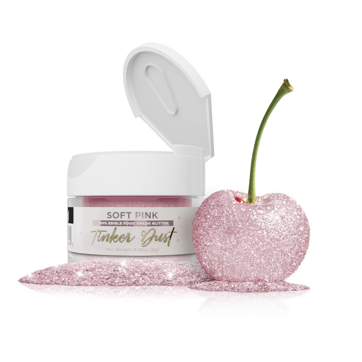 Bakell Soft Pink Tinker Dust®, 5 Gram | KOSHER Certified | 100% Edible Glitter | Cakes, Cupcakes, Cake Pops, Drinks, Glitter & Dusts (Soft Pink)