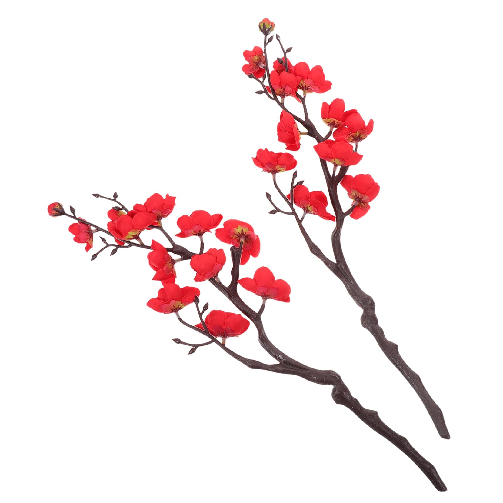 Amazon.co.jp: LIOOBO 人工梅の枝 フェイク梅の花ピック 赤い梅花束