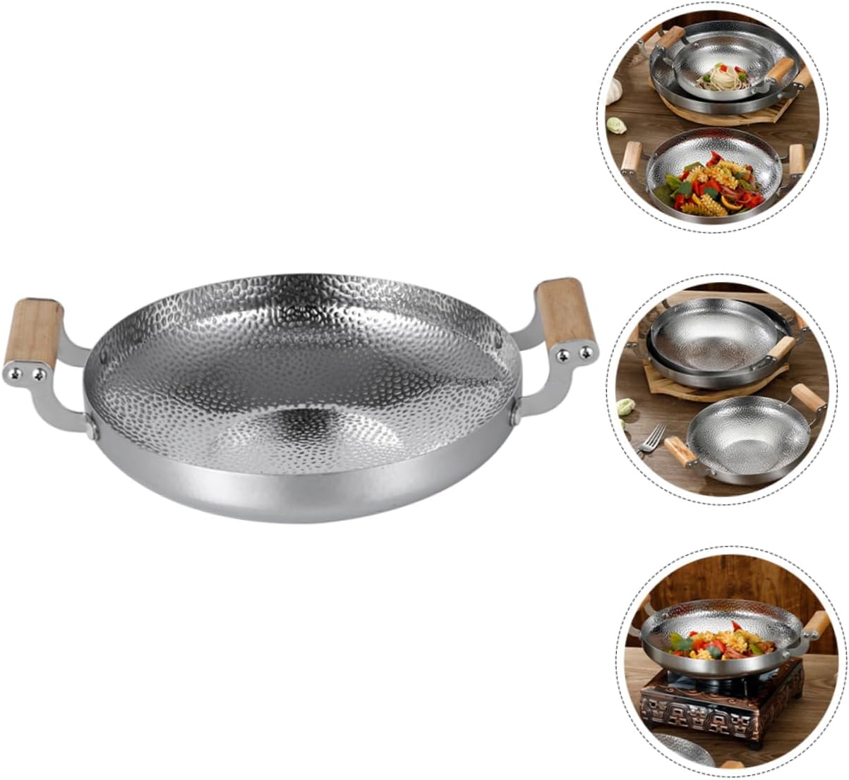 Stainless Steel Cooking Pan with Handle Pot for Seafood Hot Pot Space-saving Kitchen Utensil Easy to Clean Non-stick for Home Restaurant Use