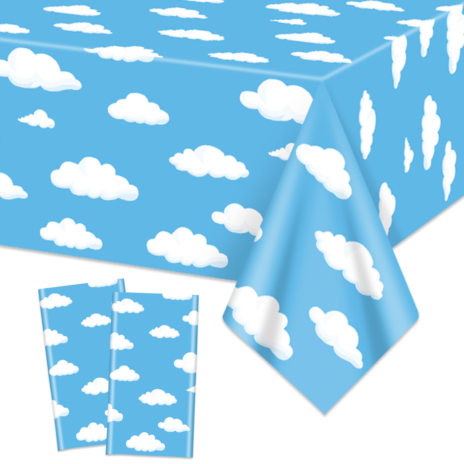 QUERICKY 2 Pack Blue Tablecloths, 137 x 274cm Blue Table Cover Story Decorations for Kids Birthday Party, Baby Shower Party