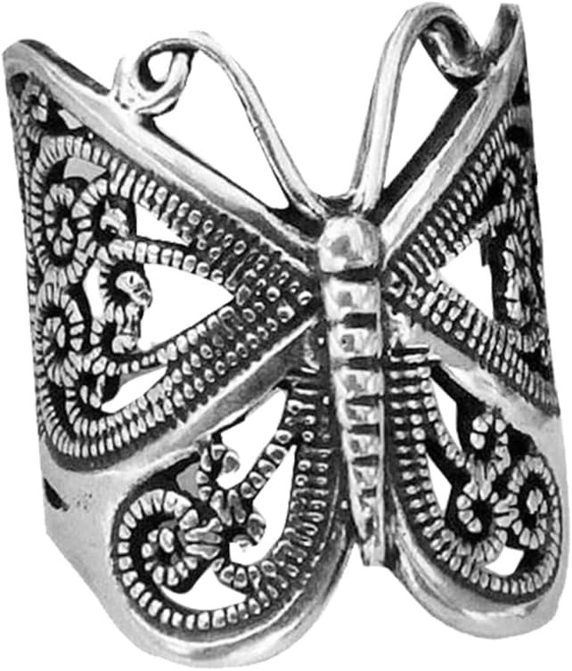 Butterfly Wrap Rings,Retro Silver Metal Butterfly Rings,Insects Knuckle Finger Rings,Open Adjustable Butterfly Finger Rings,Statement Jewelry Gifts for Women