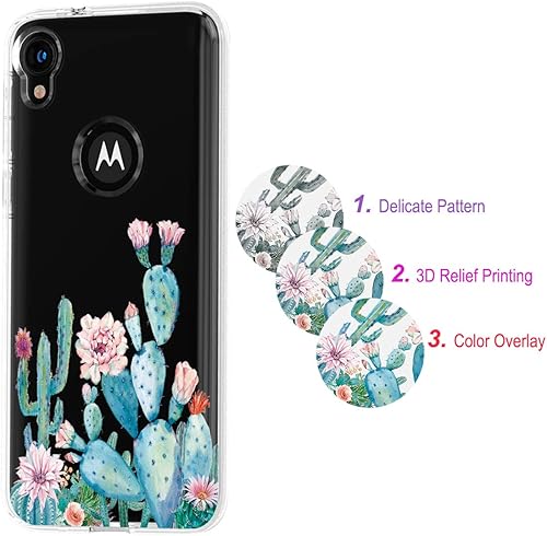 Miniatura 4 de Sidande - Funda para Moto E6, a prueba de golpes, transparente, suave, flexible, TPU delgada, funda para Motorola Moto E6 (2019) (Cactus)
