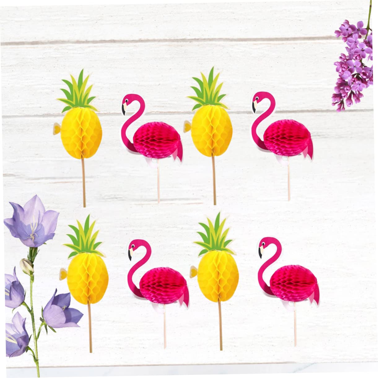Zerodeko 20 pièces Décorations Cake Picks Flamant et Ananas Plastique Accessoires Dessert Topper pour Gâteaux Danniversaire Cupcakes et Thème Tropical Flamants Ananas Cartoon