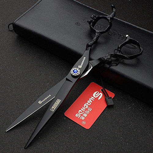 6 Inch/7/7.5/8/9 Inch sharonds Personalized Hair Scissors Cool Black Salon Hair Styling Barber Scissors Stainless Steel Barber Tool (7 inch Flat Shear) - Image 3