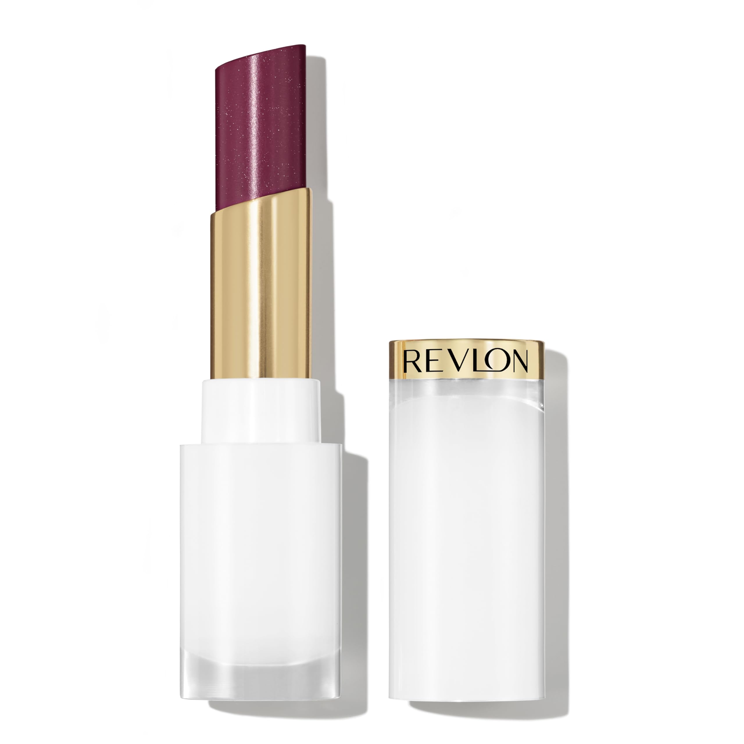 REVLON Super Lustrous Glass Shine Balm, Hydrating Tinted Lip Balm with Hyaluronic Acid, Aloe & Rose Quartz, Medium-Dark Plum Lipstick, NEW Shade, 015