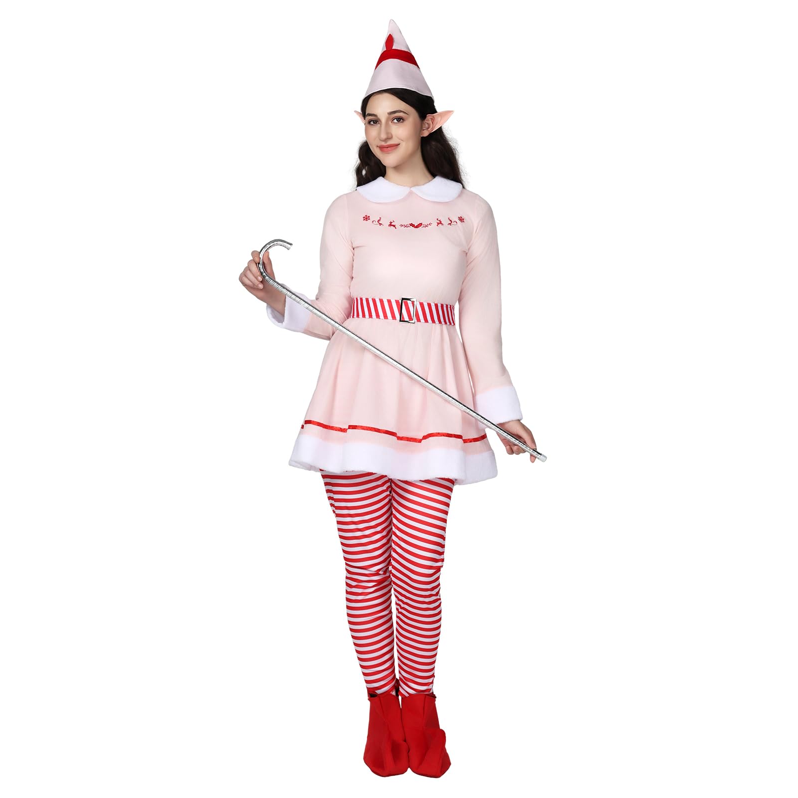 EraSpooky Costume d'elfe de Noël pour femme, déguisement d'elfe de Noël de luxe