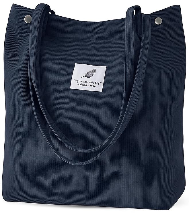 Image of Lyrovo Women Corduroy Shoulder Tote Bag for Work Beach Travel and Shopping Grocery