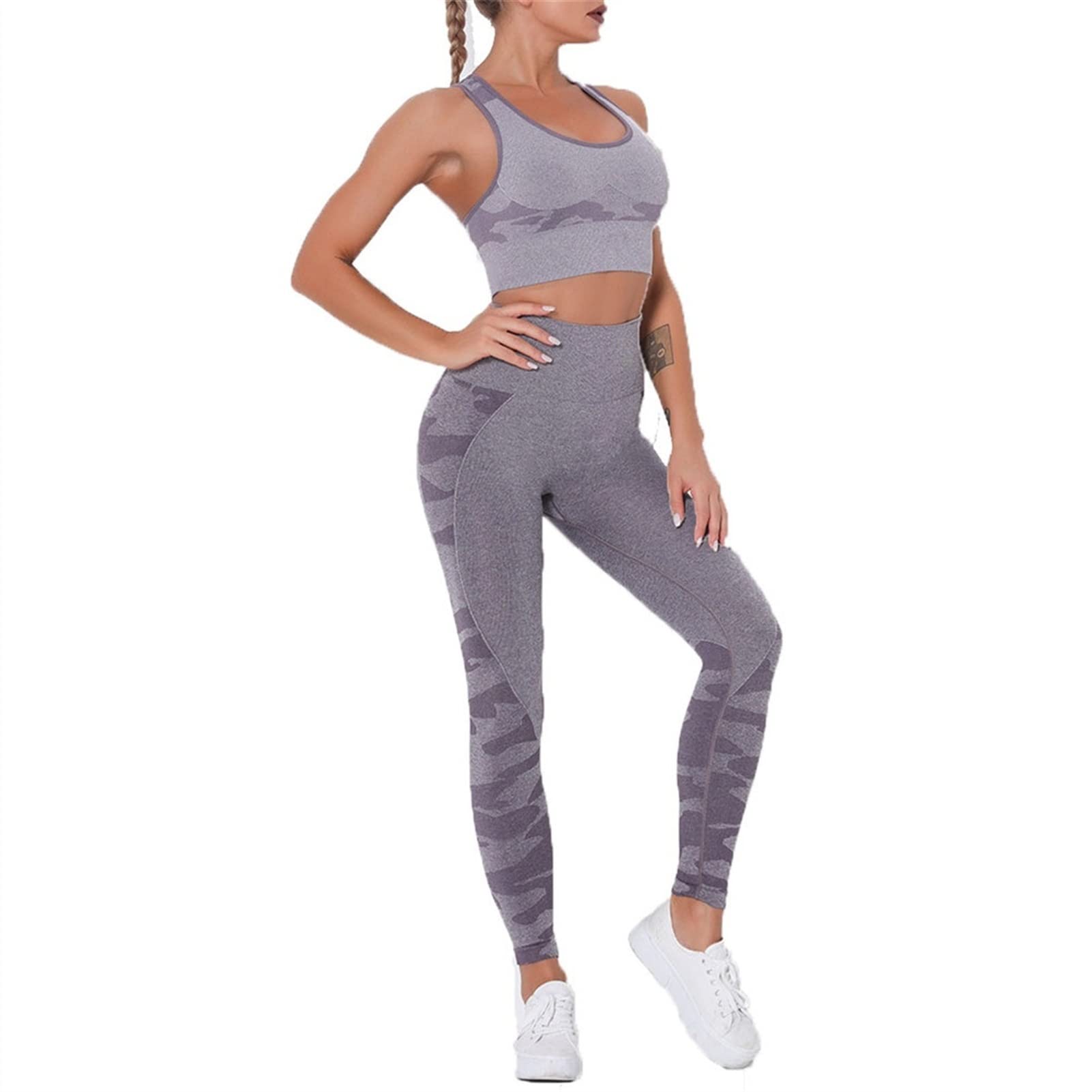 Damskie dresy treningowe do jogi, strój dla kobiet, zestaw 2 sztuki, nakładka do jogi Scrunch tłok, gimnastyka, legginsy bez ramion, sportowy biustonosz z rękawami crop Top Yoga Fitness dres treningowy 2 sztuki
