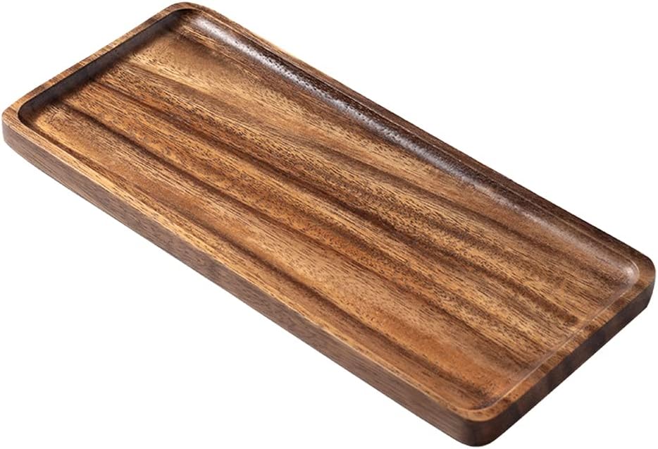 WRIVQSYO Farmhouse Wooden Vanity Tray 12x4 Inch - Acacia Wood Toilet Tank Organizer for Bathroom, Kitchen, Bedroom Essentials