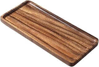 WRIVQSYO Farmhouse Wooden Vanity Tray 12x4 Inch - Acacia Wood Toilet Tank Organizer for Bathroom, Kitchen, Bedroom Essentials