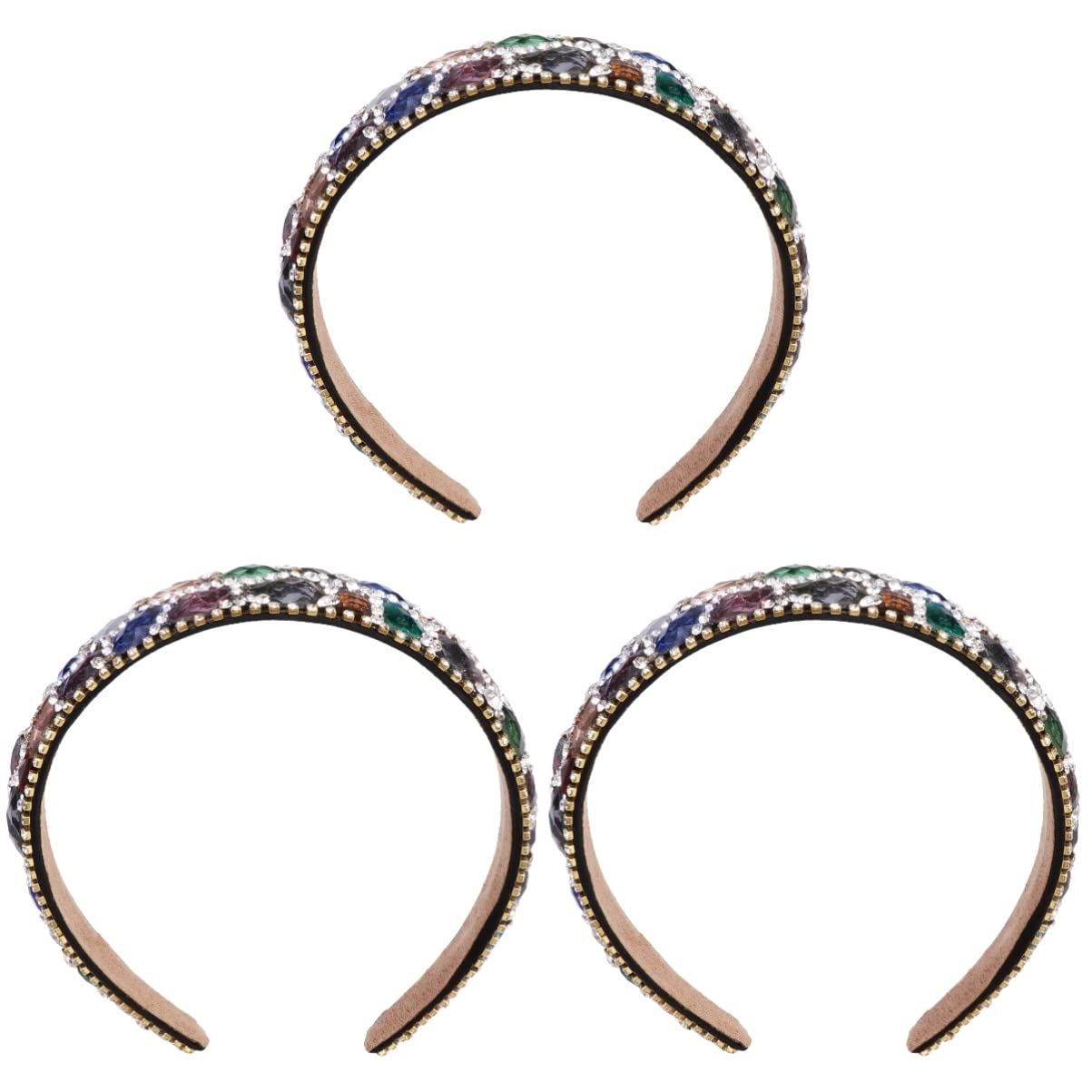 FRCOLOR 3stücke Delicate Rhinestone Haarband Für Kreative Haarschmuck Accessoires Bunten Farben Für Verschiedene Anlässe Und Unvergessliche Fotos
