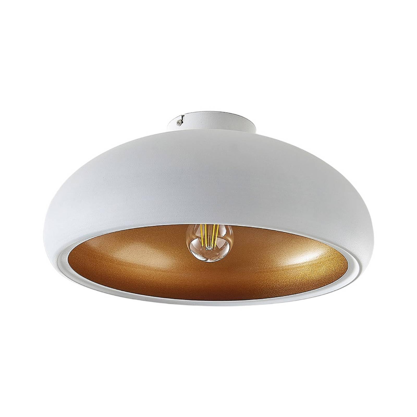 Lindby Gerwina Ceiling Lamp, White/Gold, Metal, 40 Cm, E27