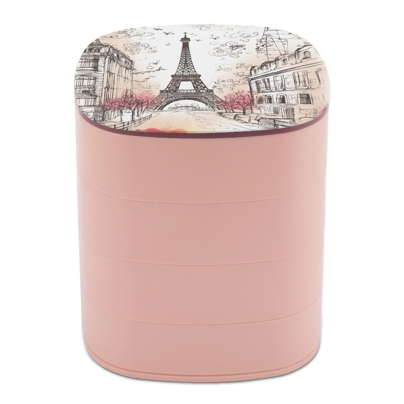 VstaDank French Paris Tour Eiffel Tower Jewelry Case Women Portable Travel Jewelry Box Rotating Jewelry Organizer with Mirror Multi-Layer Necklace Ring Earring Storage Box for Bracelets Rings