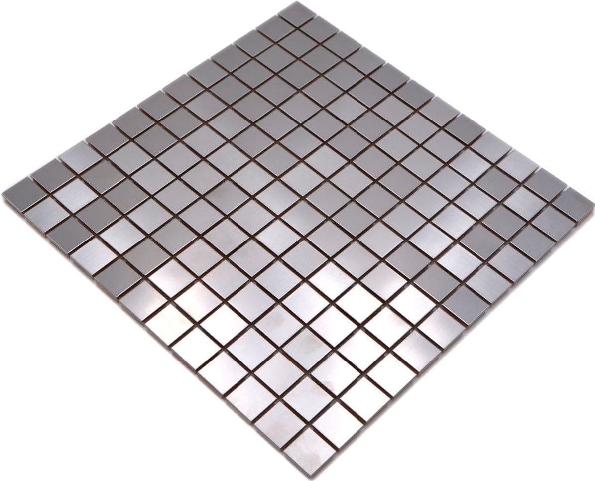 Modern Metallic Square Mosaic Tile Sheet with a Sleek Brushed Finish, Perfect for Stylish wall and Floor Decor. Durable, Easy to Install, and Ideal for Kitchens, bathrooms, and Feature Spaces.-image-12