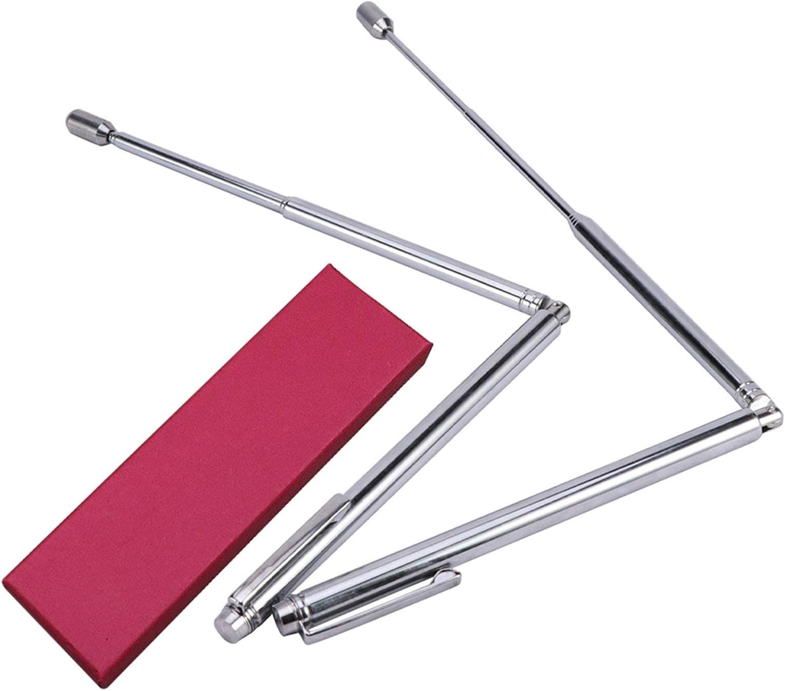Fiacvrs 2 Pcs Dowsing Rods, Portable Ghosts Hunting Equipment, Retractable Pen Shape and Portable Divining L Rods for Tracing Spiritual Energy, Dowsing Rods Spiritual Use Ghosts Detector(Red box)