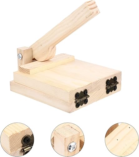 Miniatura 8 de DOITOOL Prensador de piel de bola de masa de prensa de tortilla de madera, prensador de masa de madera tradicional, máquina de tortilla de maíz