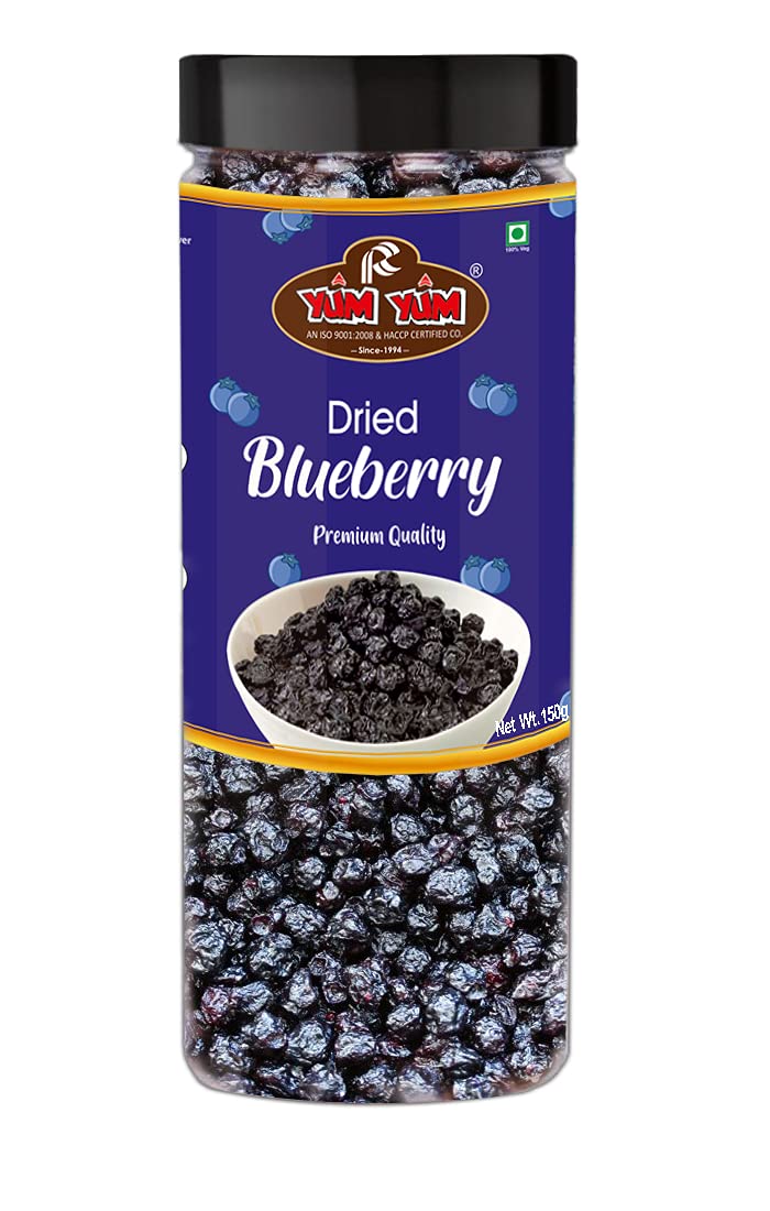 Yum Yum Premium Dried Californian Blueberries 150 g (Pack of 1) | Rich in Calcium and Vitamin K | Non-GMO & No Preservatives | Ideal for Snacking