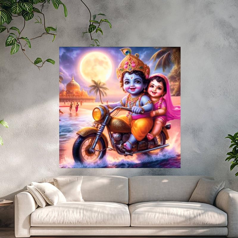Image of British Terminal Cute little Bal Gopal Baby God Krishna| Kanha Ji | Laddu Lord Makhan Chor Painting Religious Poster for Pregnant Women for wall (matt thin vinyl,sticker,multicolor,unframed)| bj222