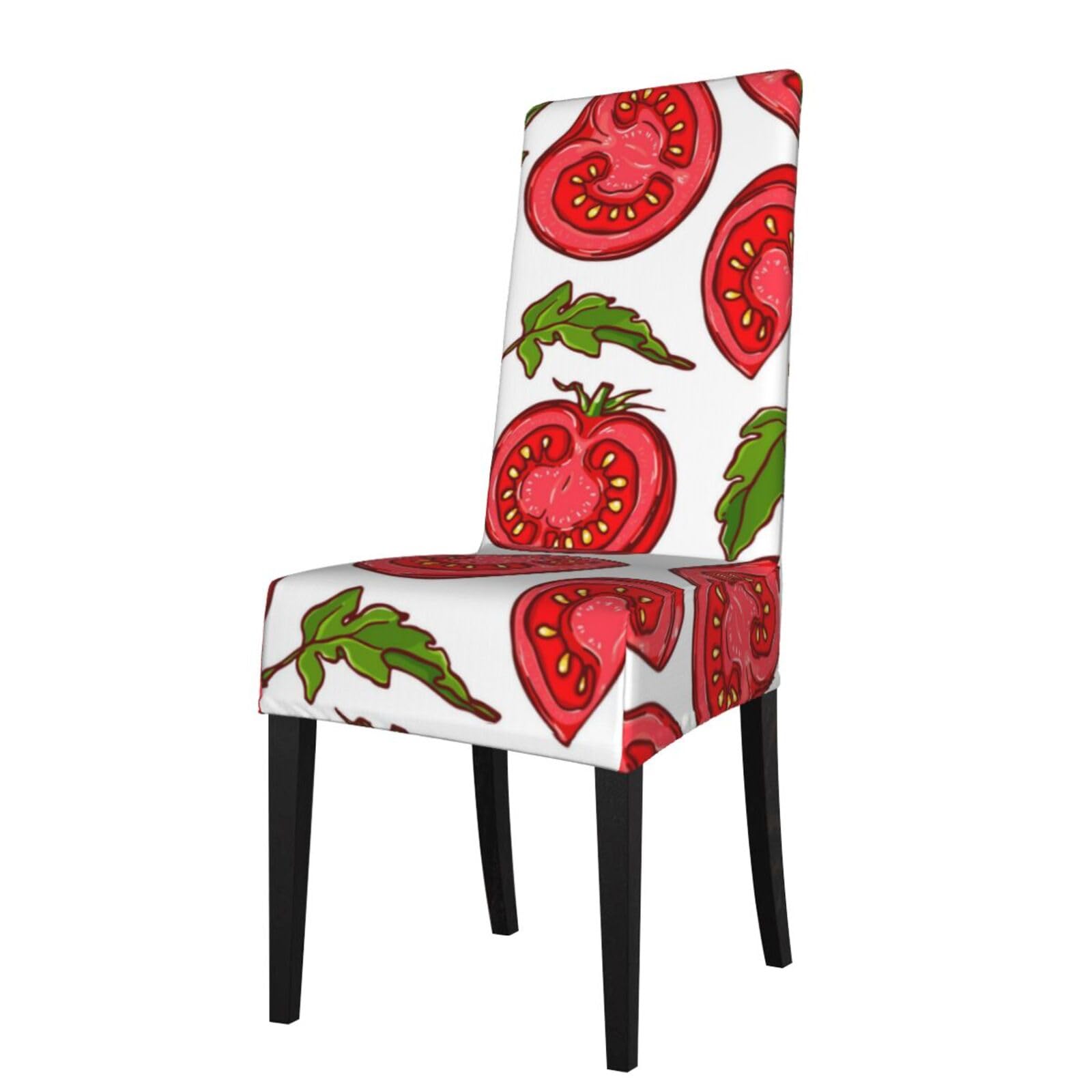 LKYMOH Cartoon Of Tomato Leaves Pattern, Chair Covers Stretch Chair Slipcovers for Dining Room, for Party Pet Protection Universal Fit Soft Polyester