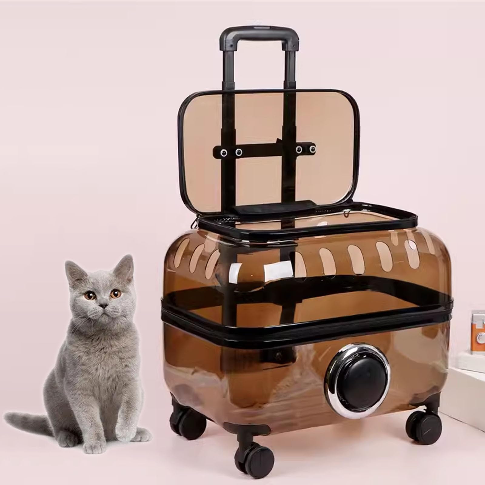 Amazon.co.jp: ペットキャリーカート 透明な猫用トラベルボックス