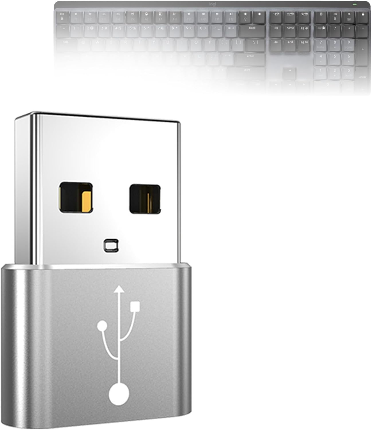 BoxWave Adapter Compatible with Logitech MX Mechanical - USB-A to C PortChanger (5-Pack), Type-C OTG Convert Charging Data Adapter - Metallic Silver
