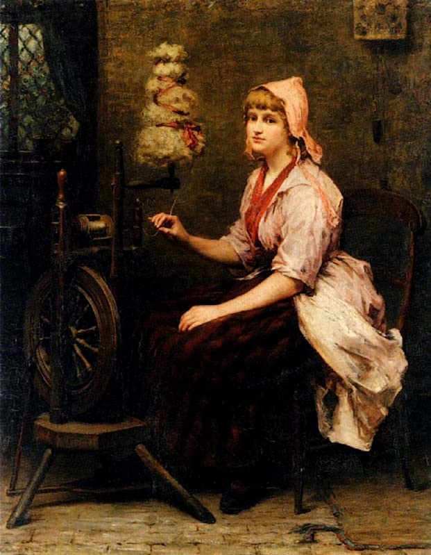 Toile la fille au rouet Katherine DM Bywater décoration murale salon et chambre 60x90