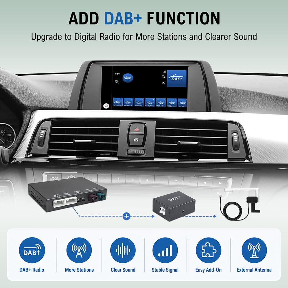 DAB+ bezprzewodowy dekoder CarPlay i Android Auto Retrofit do BMW NBT