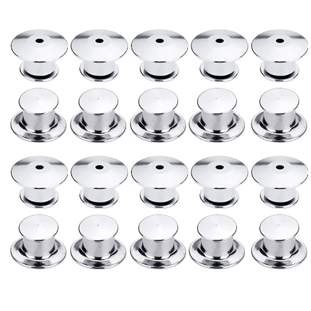 Licqic Silver Locking Pin Keepers Backs, Metal Pin Badge Backs For Jewelry Brooches Badge Name Tags Crafts Diy, 20 Pcs