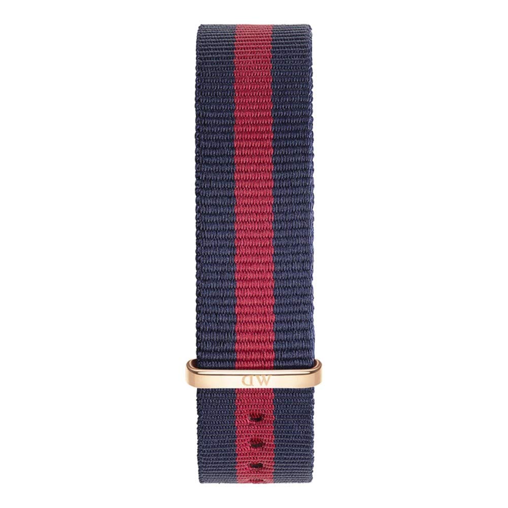 Daniel Wellington Classic Oxford Cinturino Unisex Adulto, 18mm, in NATO, Blu/​Rosso/​Oro Rosato