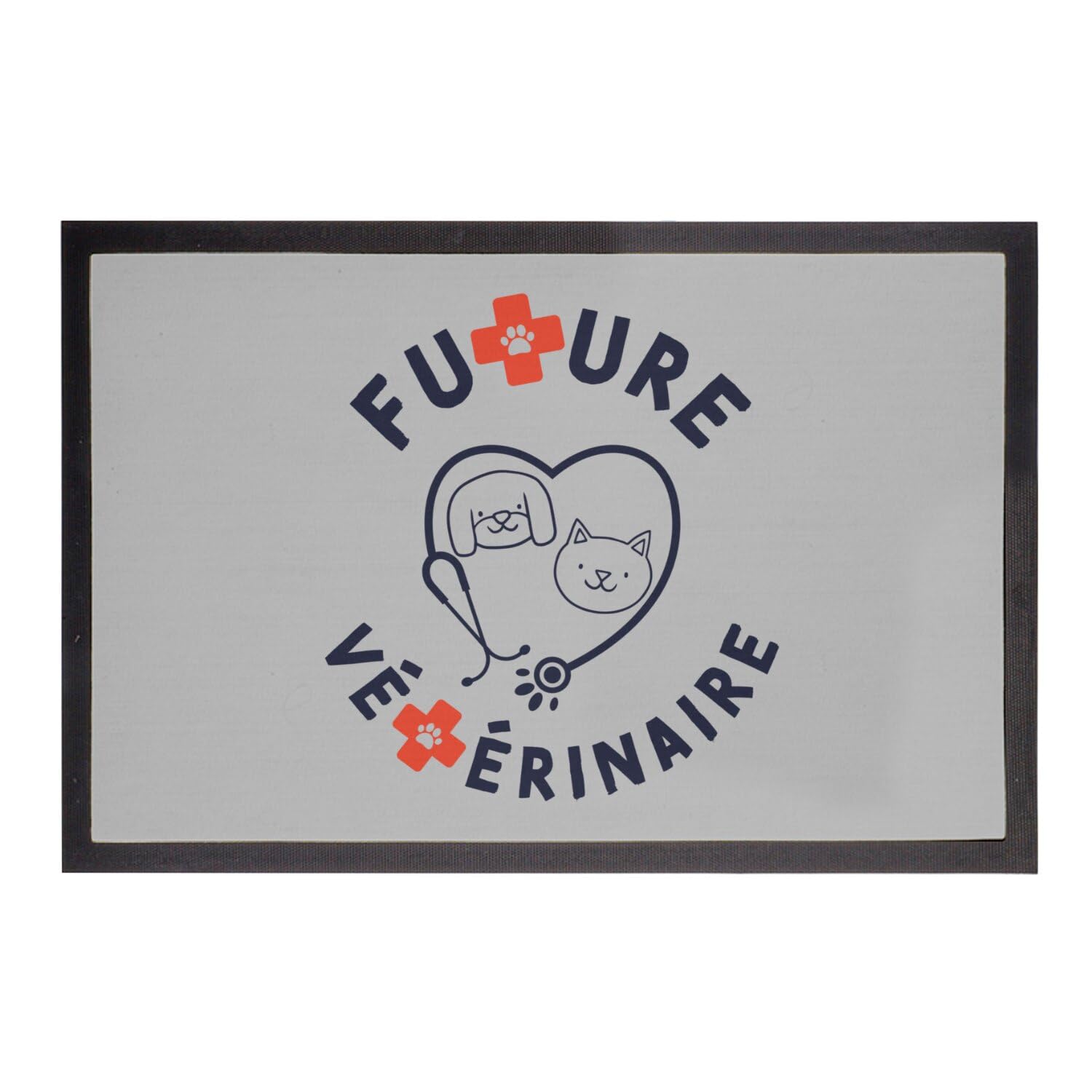 Paillasson futur vétérinaire gris 60x40cm cadeau diplôme et vocation