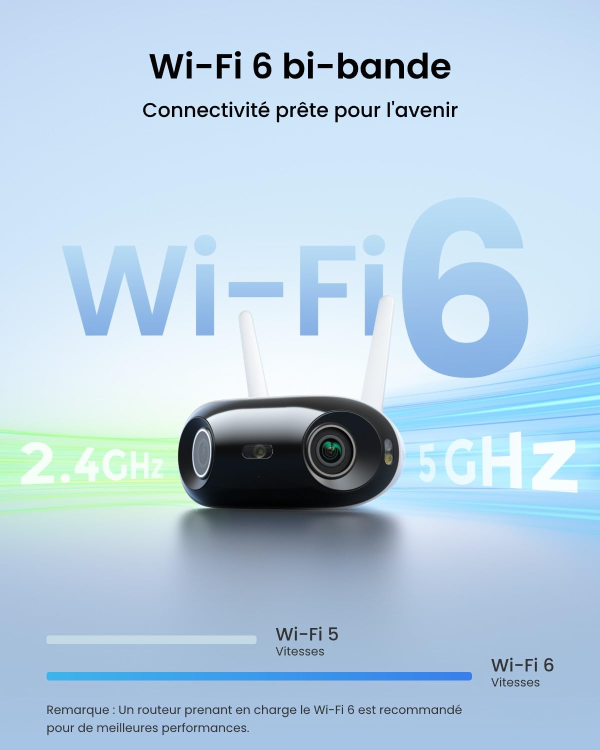 Reolink 4K Caméra Surveillance WiFi Extérieure avec Panorama de 180° | Wi-FI 6 Bi-Bande 2,4/5 GHz, Détection de Personne/Véhicule/Animal, Vision Nocturne Couleur, Alimentation Plug-in, Elite WiFi