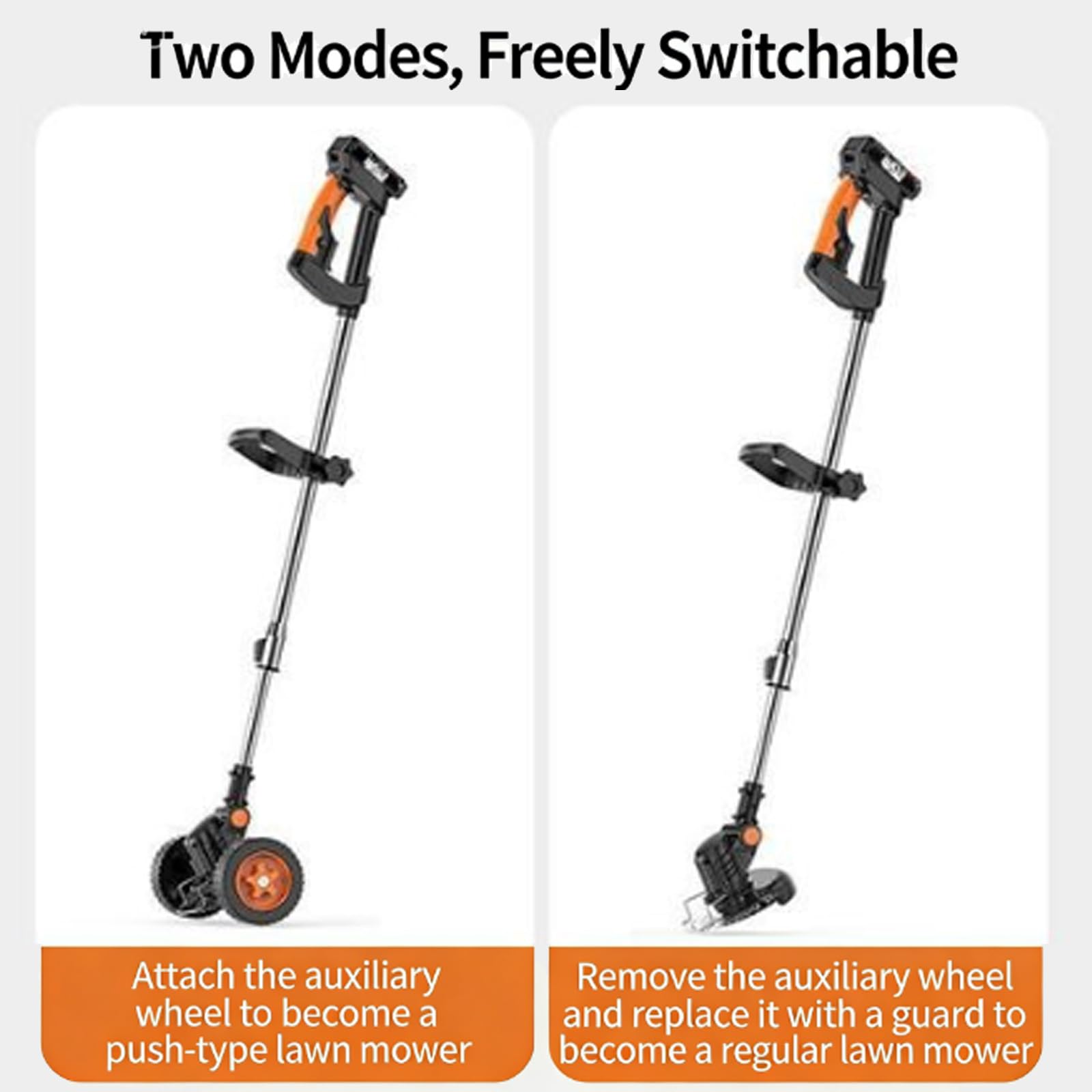 Cortabordes Inalámbrico, Cortacésped Eléctrico Ligero De 500 W con Longitud Telescópica De 98 A 133 cm, Doble Interruptor De Seguridad, Cortacésped para Jardines, Parques Y Césped No-Wheels