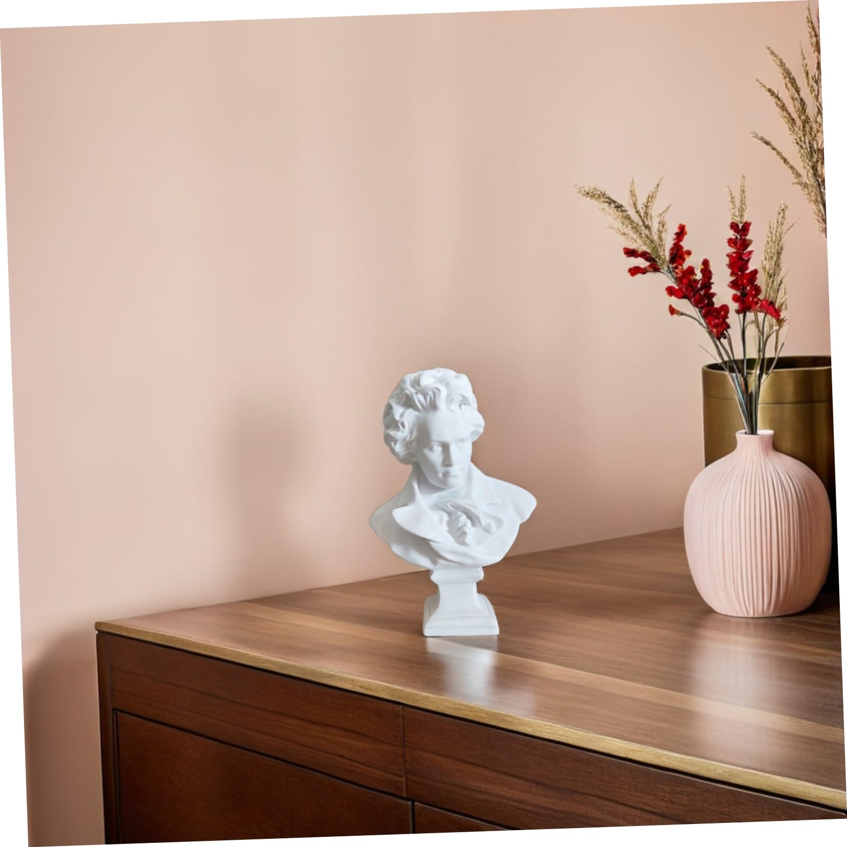 Resina Bianca Busto di Beethoven, Scultura Europea Decorativa | Realistico e Lavabile, Lavorazione Delicata, per Soggiorno e Copia di Disegno Artistico