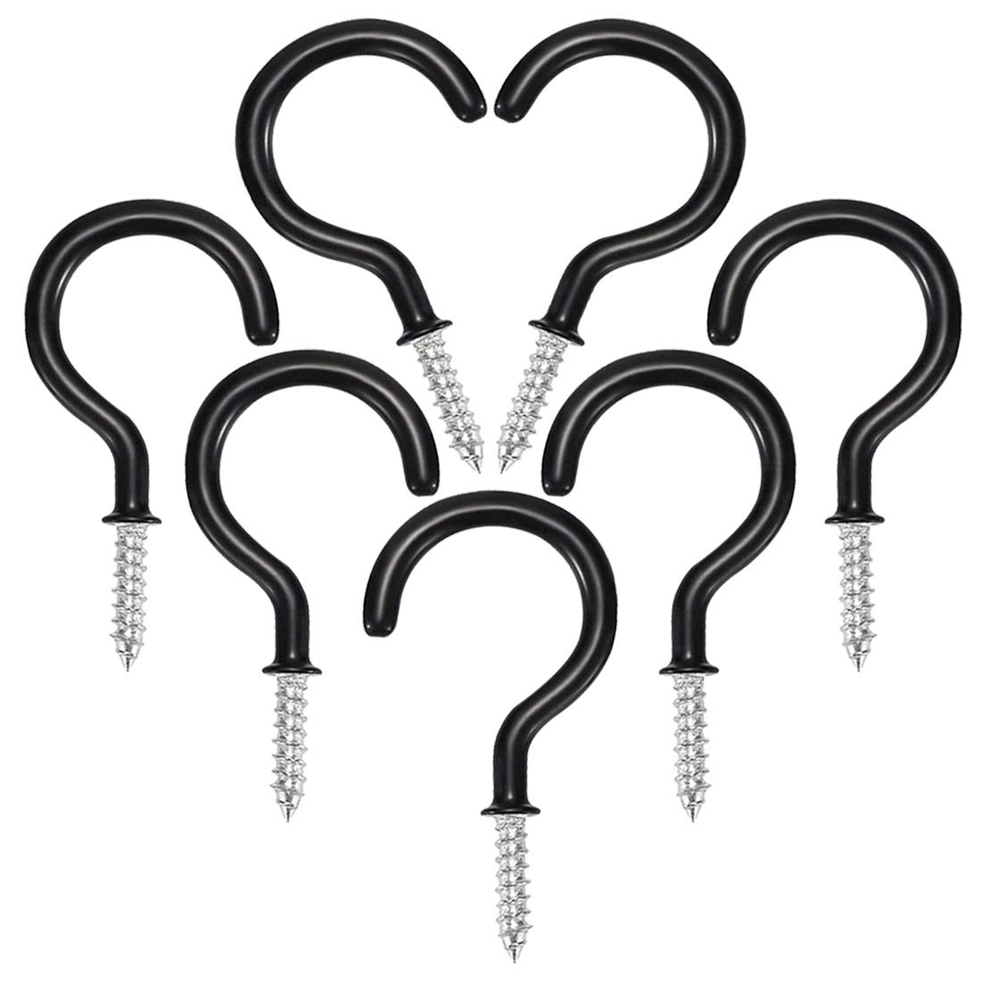 20 Pcs Cup Hooks Vinyl Coated Screw in Ceiling Hooks for Hanging Cup, Plant, Mug(2.9 Inches，Black)