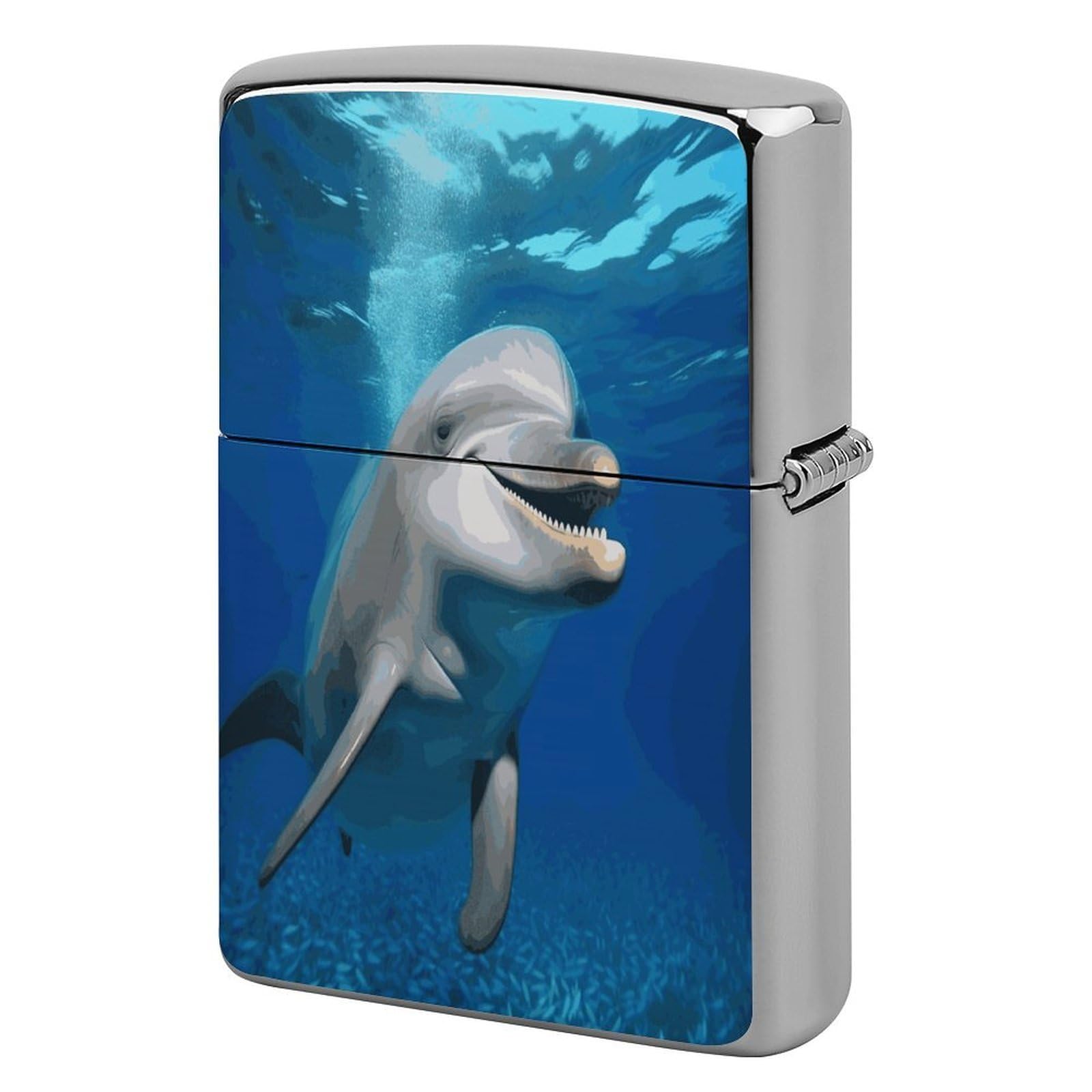 Btcowzrv Style Happy Dolphin Metal Lighter Case Sleeve Cover Holder