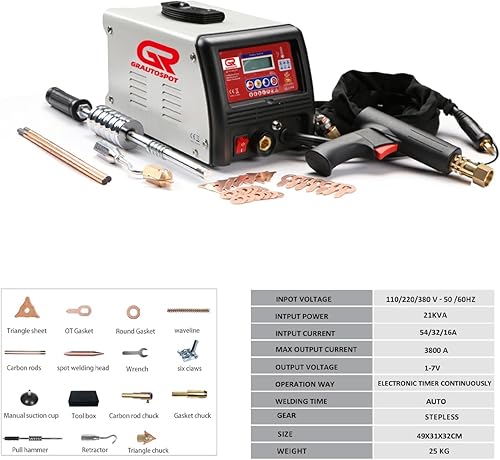 Miniatura 2 de Extractor de abolladuras de soldador por puntos F98ES 110V, extractor de soldador por puntos de panel de 3KW, máquina de soldadura de pernos, 9