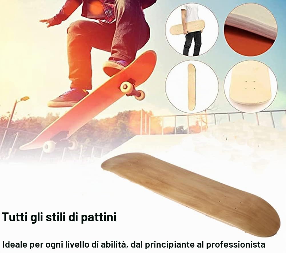 bimiti 2 tavole da skateboard a 7 strati, in acero concavo, per bambini, adulti, ragazze, ragazzi, principianti e professionisti