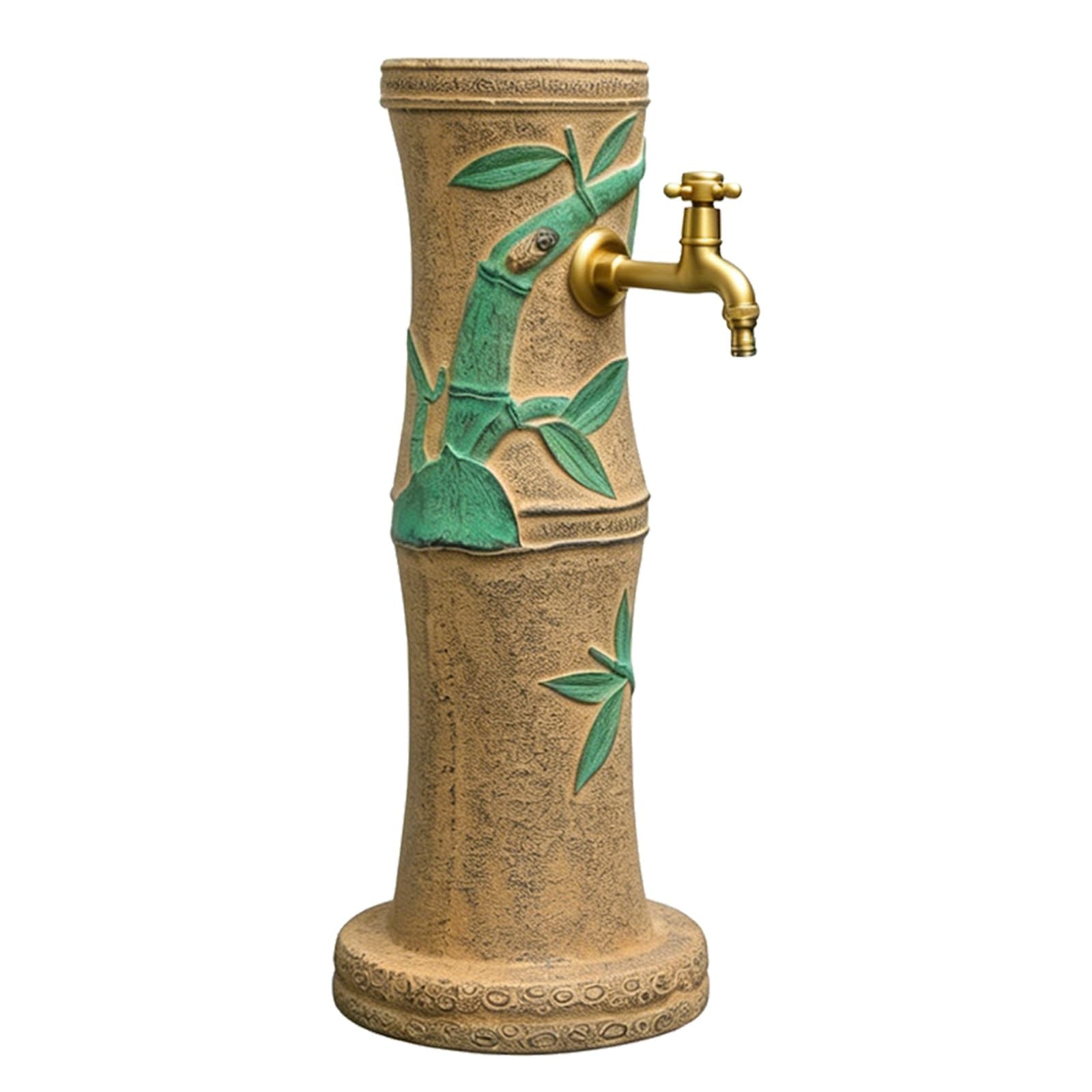 Wuxtokv One Color Garden Water Column, Outdoor Faucet With Brass Spigot, Stone Resin Post, Weatherproof, Freeze Resistant For Yard Patio(61Cm/24In)