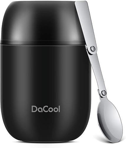 DaCool - Recipiente de acero inoxidable con aislamiento al vacío para alimentos fríos y calientes, lonchera tipo bento, de 16 y 24onzas, con