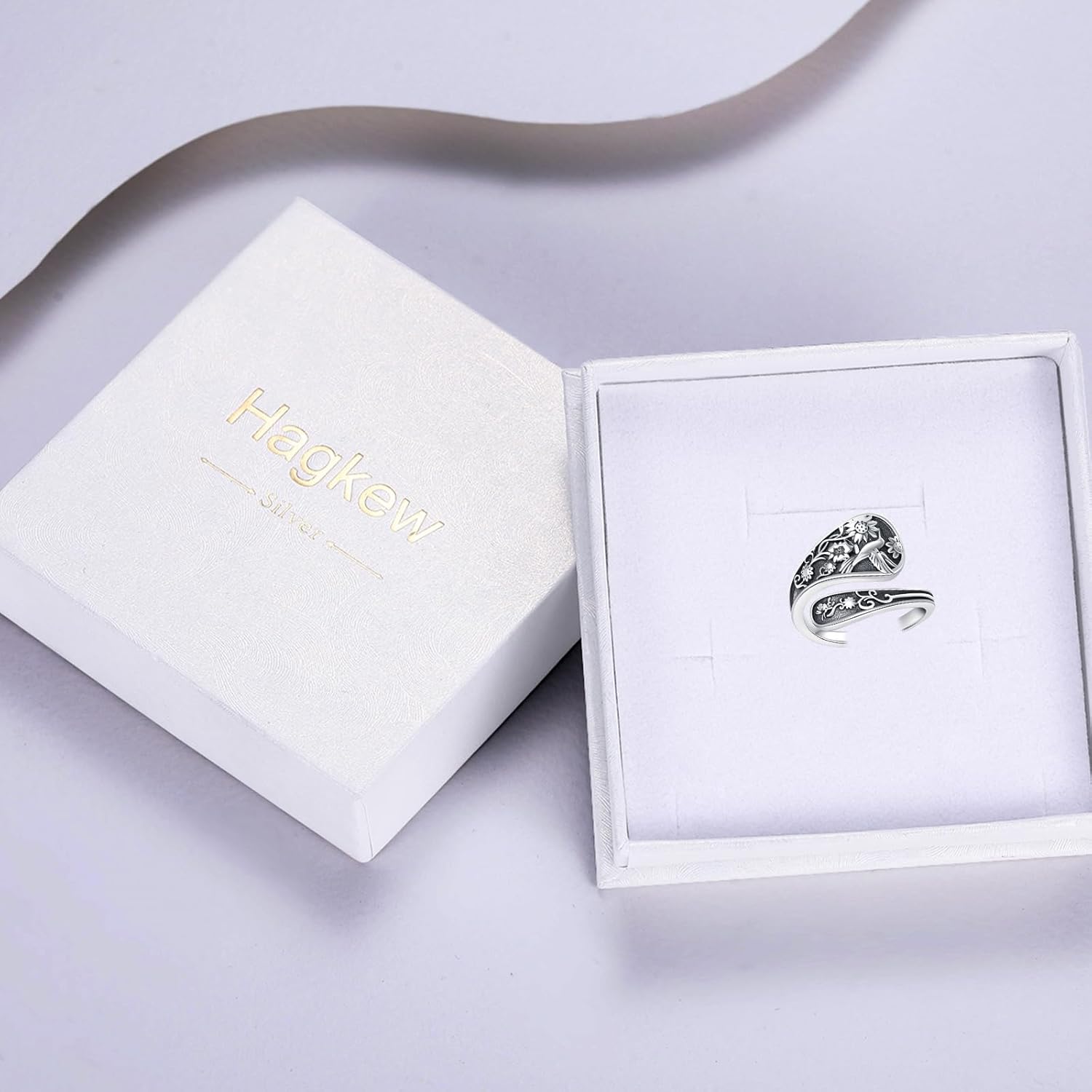 Spoon Ring for Women 925 Sterling Silver Hummingbird Ring Vintage Antique Spoon Rings Hummingbird Jewelry Adjustable Rings for Women - Image 7